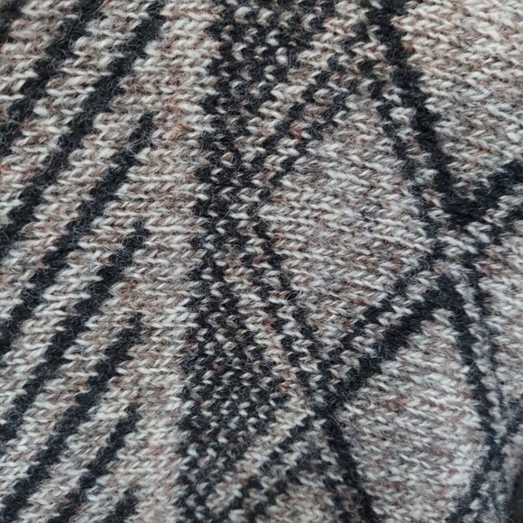 Womens Cardigan Sweater Shetland Wool Balloon Sleeve Medium Gray Mixed Print - Picture 4 of 9